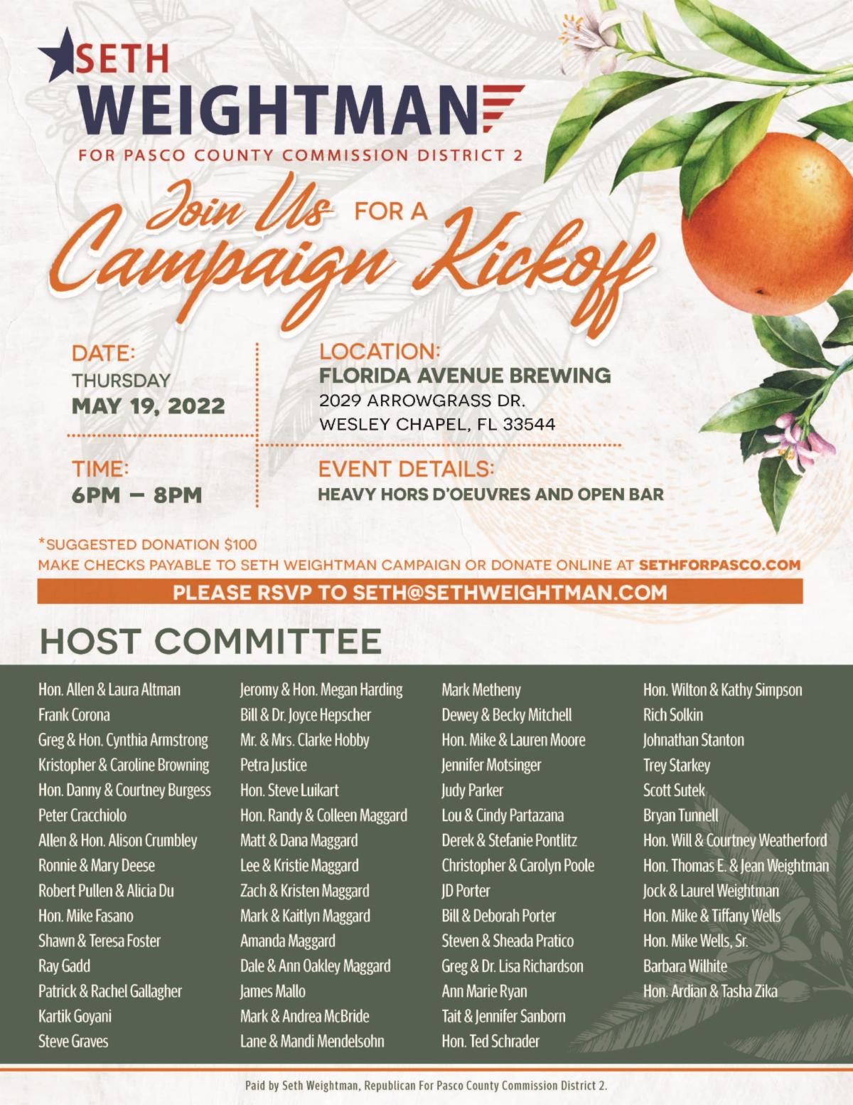 Seth Weightman Campaign Kickoff